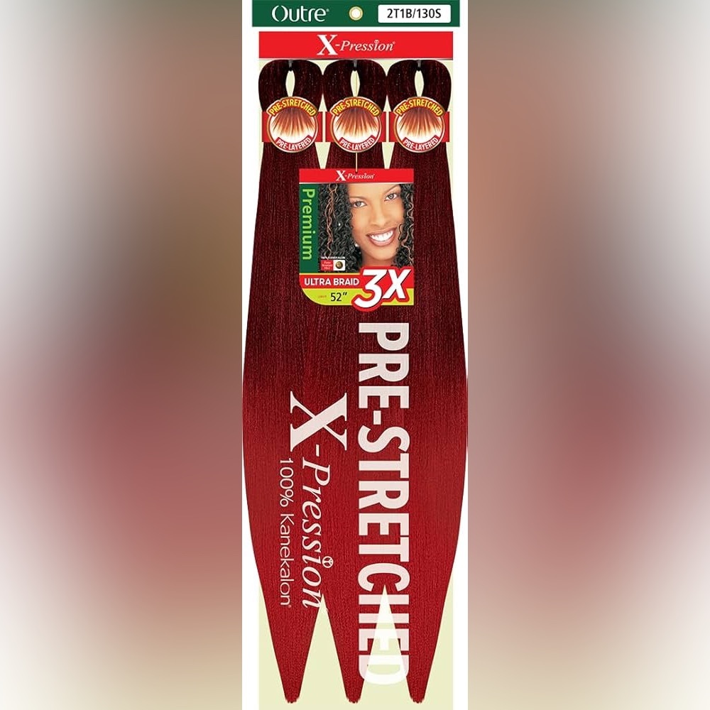 Outre X-Pression Pre-Stretched Braiding Hair – 42”, 3 Packs, Red Ombre 2T1B/130S